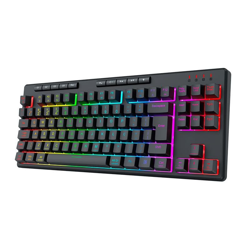 Teclado Membrana Gamer Redragon Shiva Pro 87, RGB, Tri-Mode, Preto, K516RGB-PRO