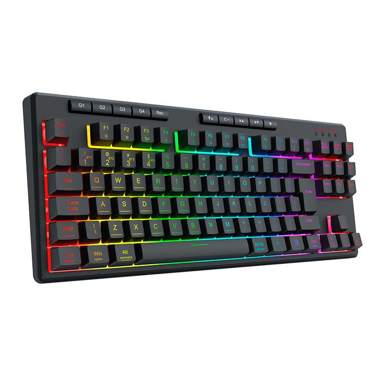 Teclado Membrana Gamer Redragon Shiva Pro 87, RGB, Tri-Mode, Preto, K516RGB-PRO