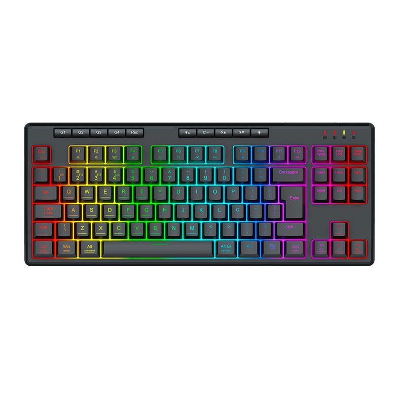Teclado Membrana Gamer Redragon Shiva Pro 87, RGB, Tri-Mode, Preto, K516RGB-PRO
