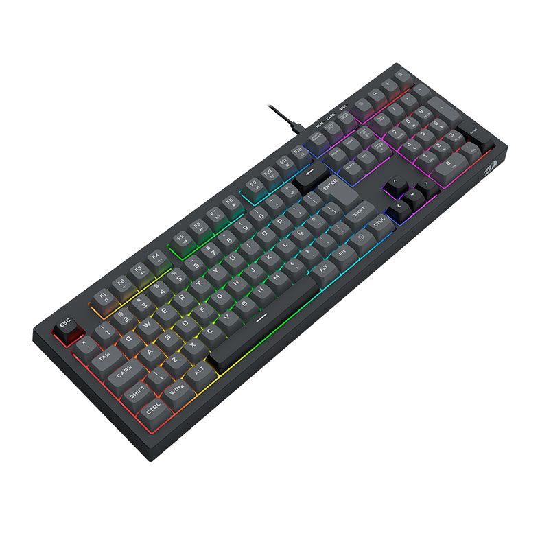 Teclado Gamer Redragon Crux, RGB, ABTN2, Preto e Cinza, K518-RGB-GB