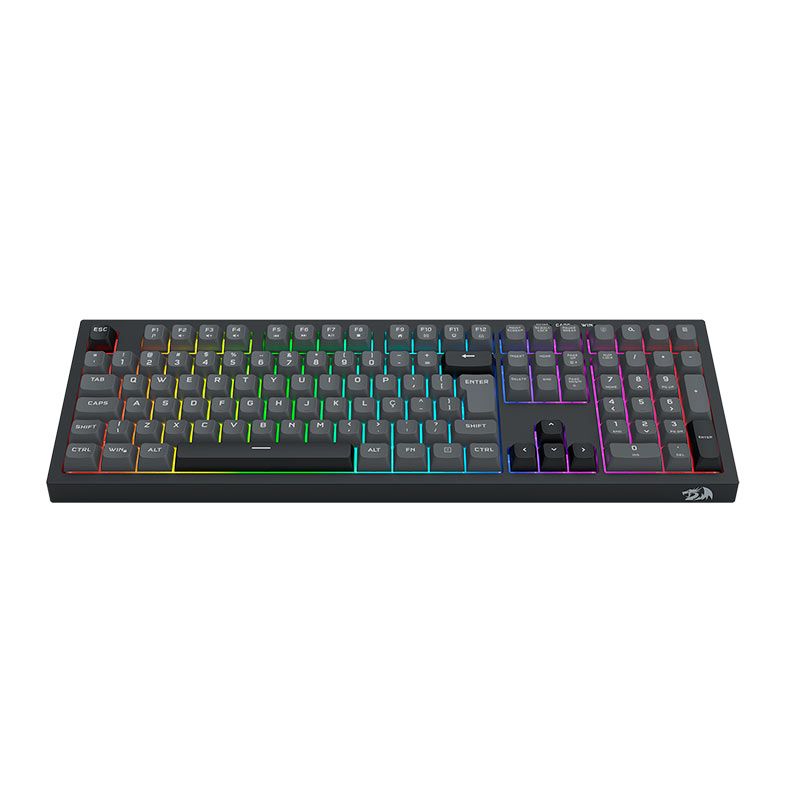 Teclado Gamer Redragon Crux, RGB, ABTN2, Preto e Cinza, K518-RGB-GB