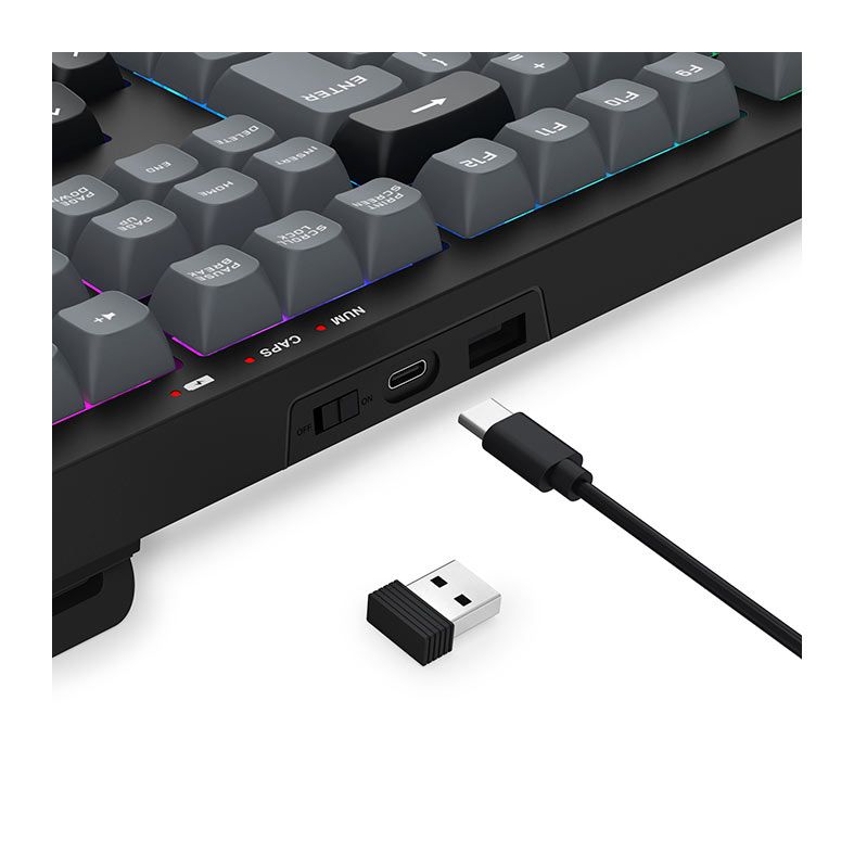 Teclado Gamer Redragon Crux Pro, RGB, ABNT2, Wireless, Preto e Cinza, K518RGB-PRO-GB