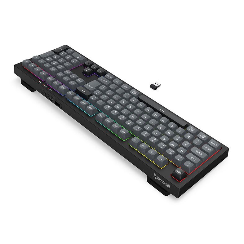 Teclado Gamer Redragon Crux Pro, RGB, ABNT2, Wireless, Preto e Cinza, K518RGB-PRO-GB