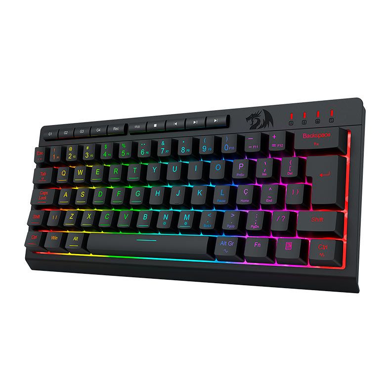 Teclado Gamer Redragon Shiva 61, 60%, RGB, ABNT2, Preto, K522-RGB-PT