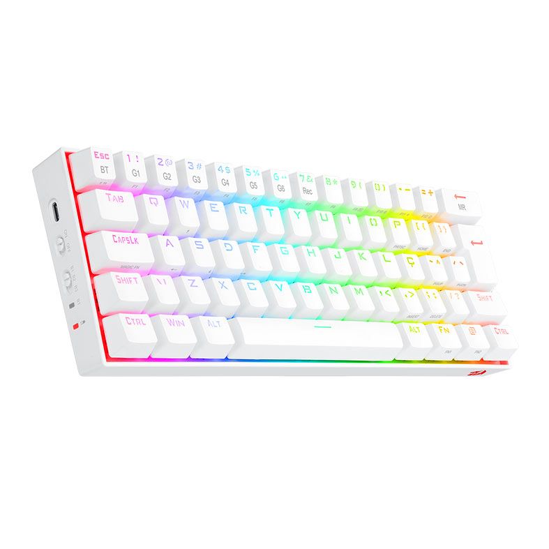 Teclado Mecanico Gamer Redragon Draconic Lunar White, Bluetooth, RGB, ABNT2 60%, Switch Marrom, K530W-RGB
