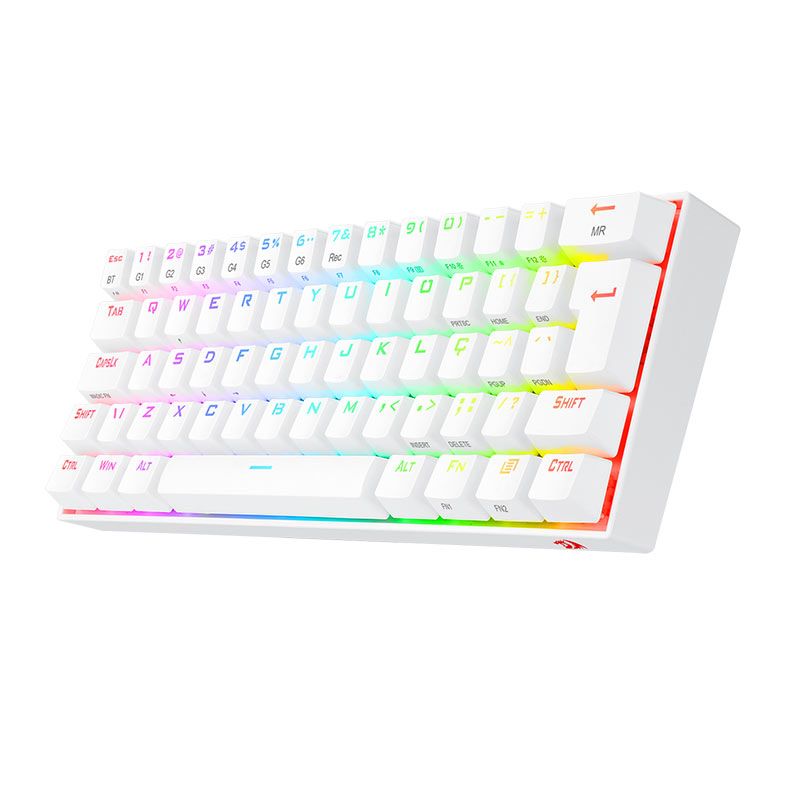 Teclado Mecanico Gamer Redragon Draconic Lunar White, Bluetooth, RGB, ABNT2 60%, Switch Marrom, K530W-RGB