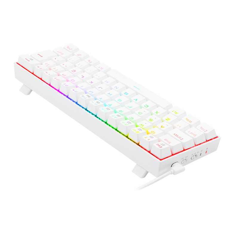 Teclado Mecanico Gamer Redragon Draconic Lunar White, Bluetooth, RGB, ABNT2 60%, Switch Marrom, K530W-RGB