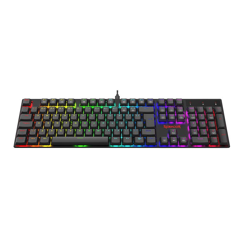 Teclado Mecanico Gamer Redragon Apas, RGB, ABNT2, Switch Marrom, Preto, K535-KB