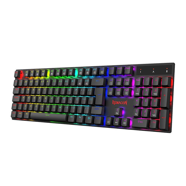Teclado Mecanico Gamer Redragon Apas, RGB, ABNT2, Switch Marrom, Preto, K535-KB