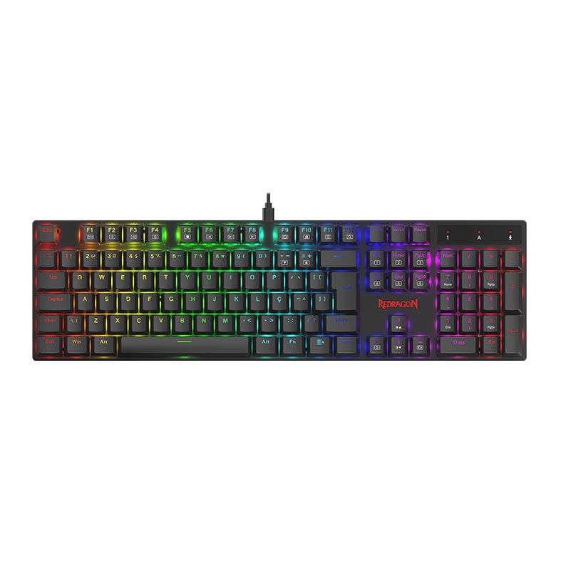 Teclado Mecanico Gamer Redragon Apas, RGB, ABNT2, Switch Marrom, Preto, K535-KB