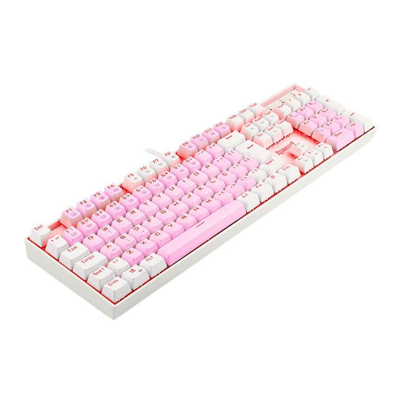 Teclado Mecanico Gamer Redragon Mitra, RGB, ABNT2, Switch Brown, Rosa e Branco, K551PW-RGB-PT-BROWN