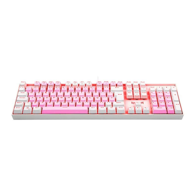 Teclado Mecanico Gamer Redragon Mitra, RGB, ABNT2, Switch Brown, Rosa e Branco, K551PW-RGB-PT-BROWN