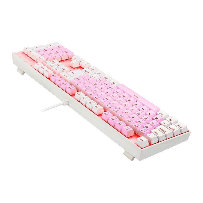 Teclado Mecanico Gamer Redragon Mitra, RGB, ABNT2, Switch Brown, Rosa e Branco, K551PW-RGB-PT-BROWN