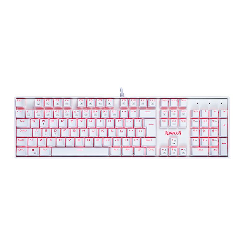 Teclado Mecanico Redragon Mitra Lunar White Led Vermelho Switch Azul, K551W PT-BLUE