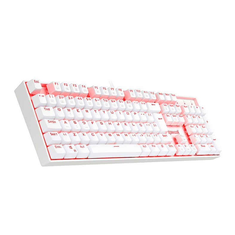 Teclado Mecanico Gamer Redragon Mitra Lunar White Led Vermelho Switch Vermelho, K551W PT-RED