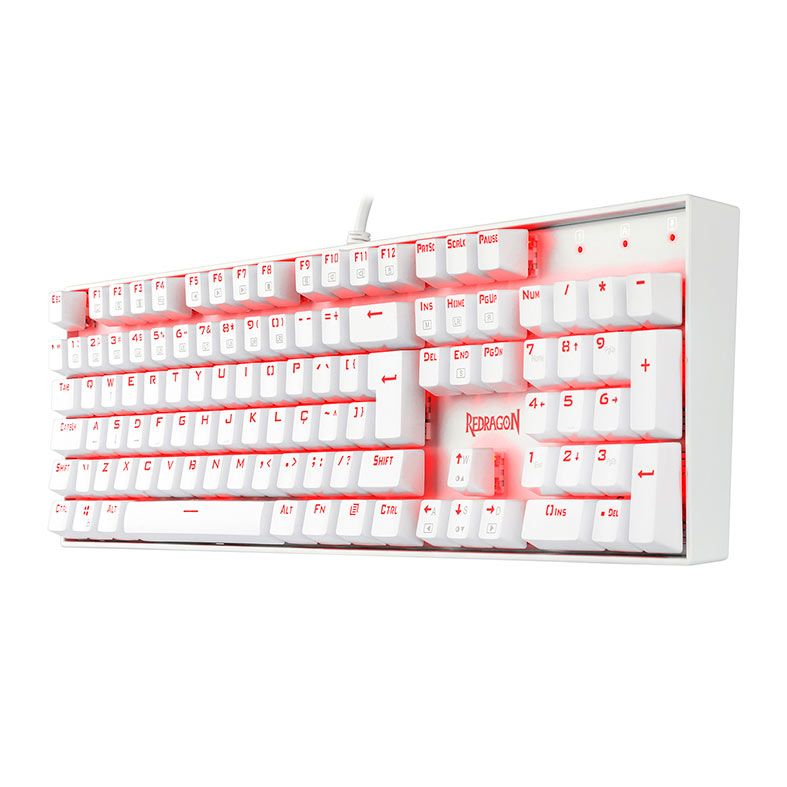 Teclado Mecanico Gamer Redragon Mitra Lunar White Led Vermelho Switch Vermelho, K551W PT-RED