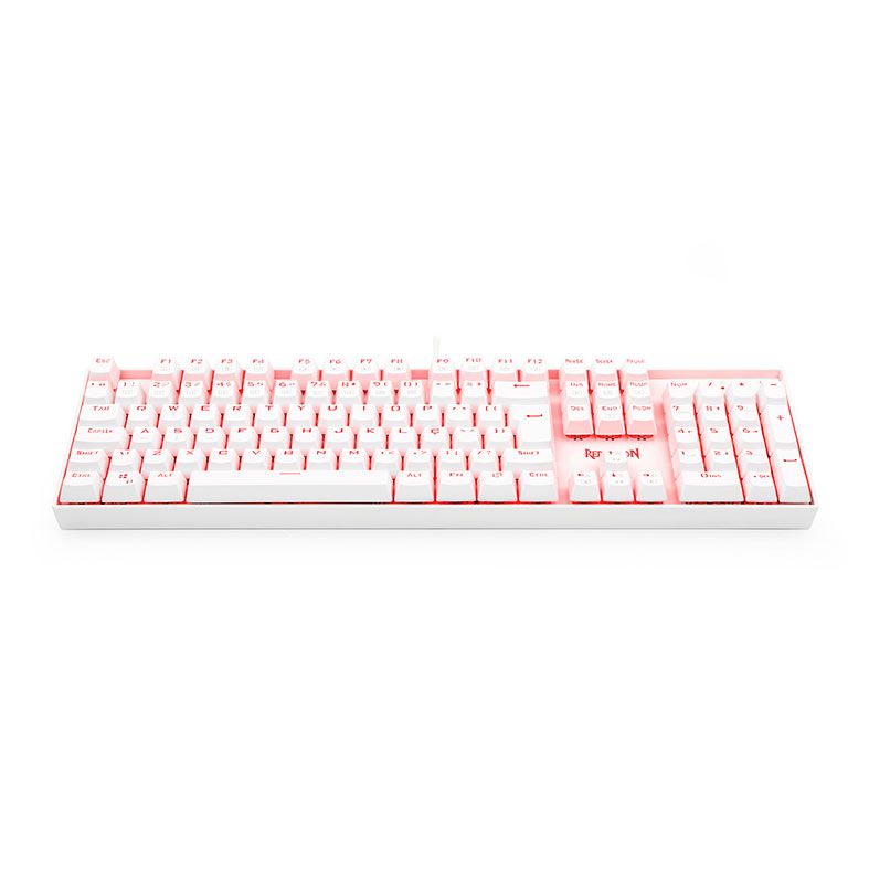 Teclado Mecanico Gamer Redragon Mitra Lunar White Led Vermelho Switch Vermelho, K551W PT-RED