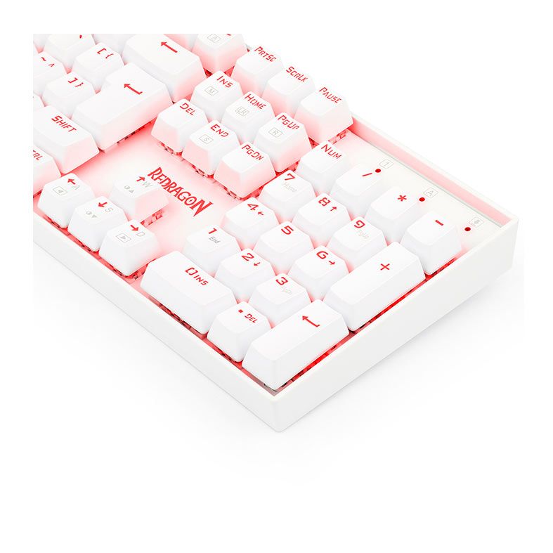 Teclado Mecanico Gamer Redragon Mitra Lunar White Led Vermelho Switch Vermelho, K551W PT-RED