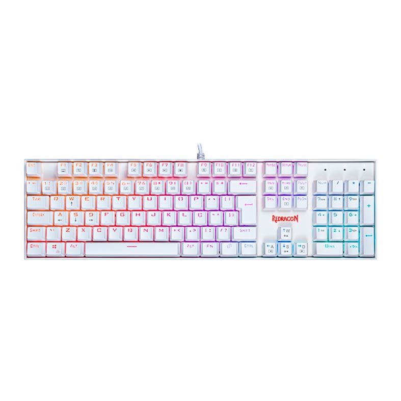 Teclado Mecanico Gamer Redragon Mitra Lunar White RGB Switch Red, K551W-RGB-PT-RED