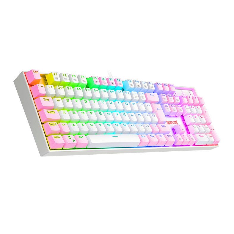 Teclado Mecanico Gamer Redragon Mitra, RGB, ABNT2, Switch Azul, Branco e Rosa, K551WP-RGB-PT-BLUE