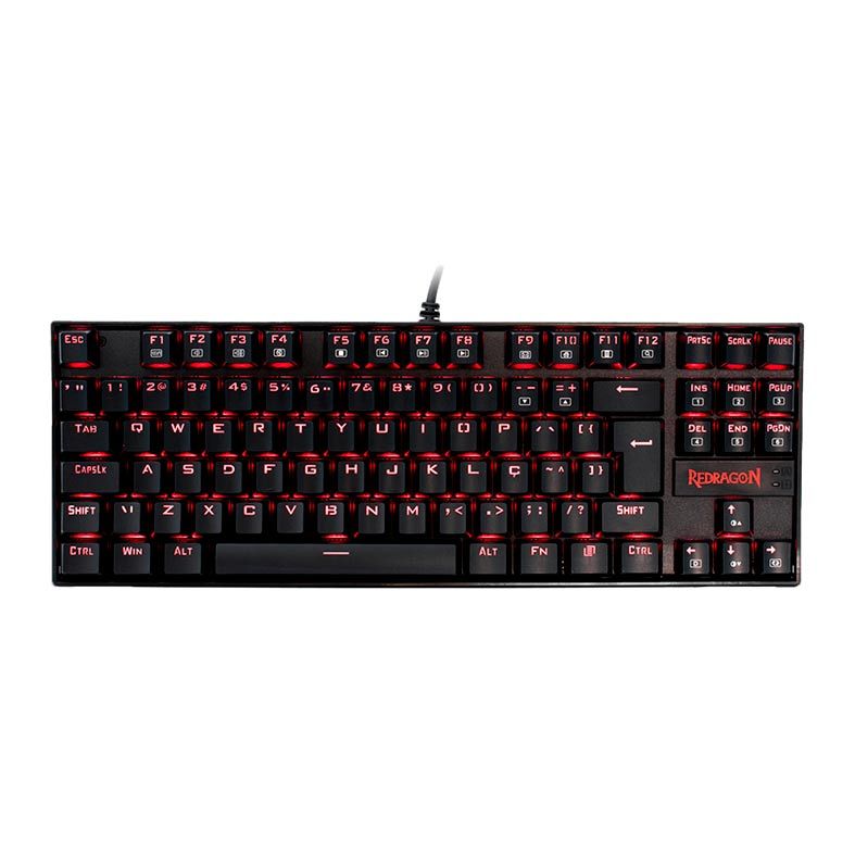 Teclado Mecanico Redragon Kumara Led Vermelho Switch Marrom, K552-2 PT-BROWN