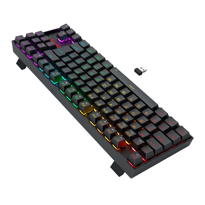 OPENBOX Teclado Mecanico Redragon Kumara Elite, Rainbow, ABNT2, Switch Marrom, Tri-Mode, Preto, K552-KRS-PT-BROWN