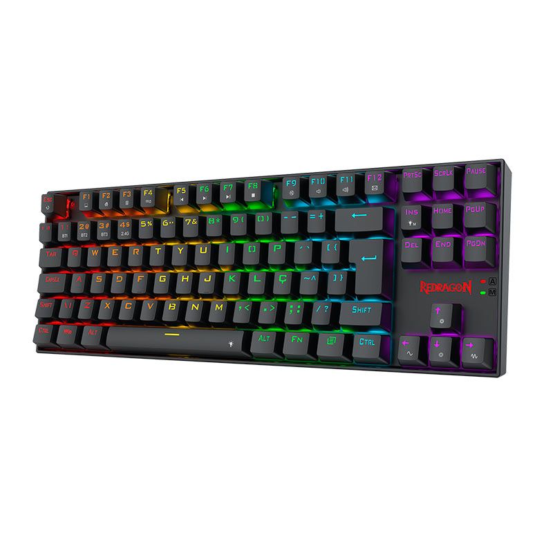 OPENBOX Teclado Mecanico Redragon Kumara Elite, Rainbow, ABNT2, Switch Marrom, Tri-Mode, Preto, K552-KRS-PT-BROWN