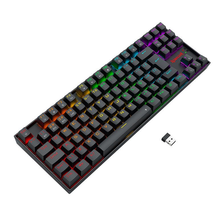 OPENBOX Teclado Mecanico Redragon Kumara Elite, Rainbow, ABNT2, Switch Marrom, Tri-Mode, Preto, K552-KRS-PT-BROWN