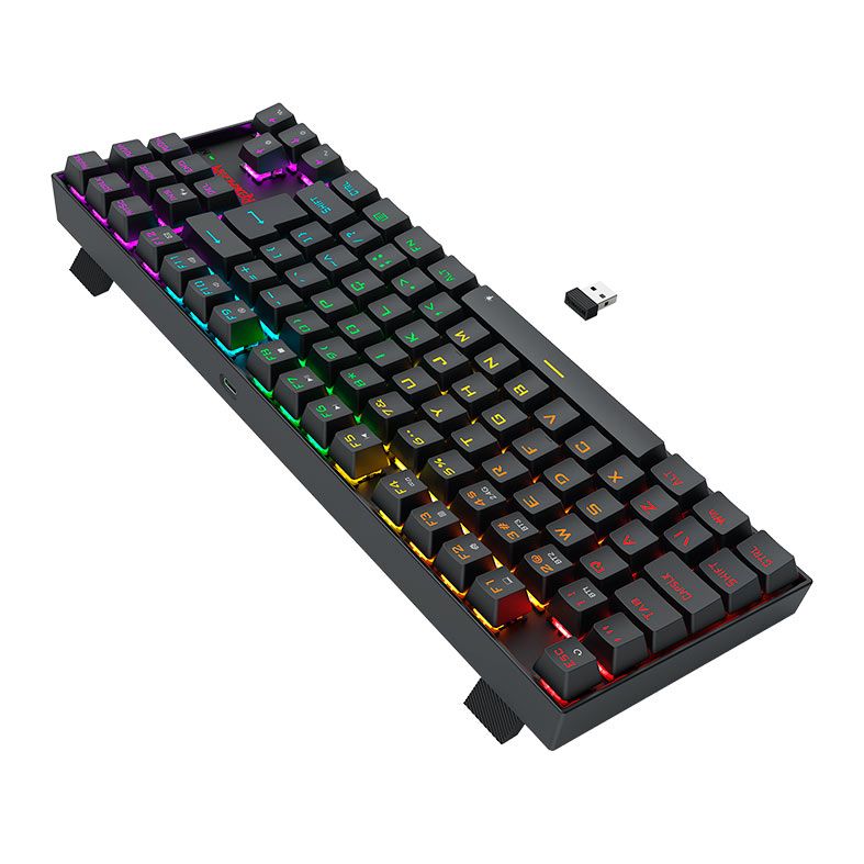 Teclado Mecanico Redragon Kumara Elite, Rainbow, Switch Marrom, Wireless, Preto, K552-KRS