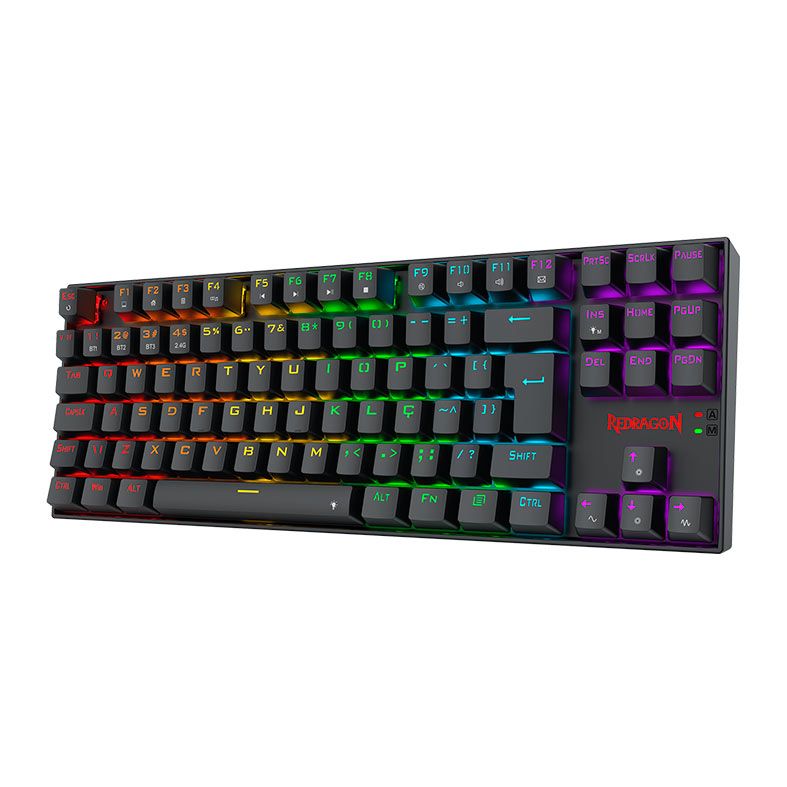 Teclado Mecanico Redragon Kumara Elite, Rainbow, Switch Marrom, Wireless, Preto, K552-KRS