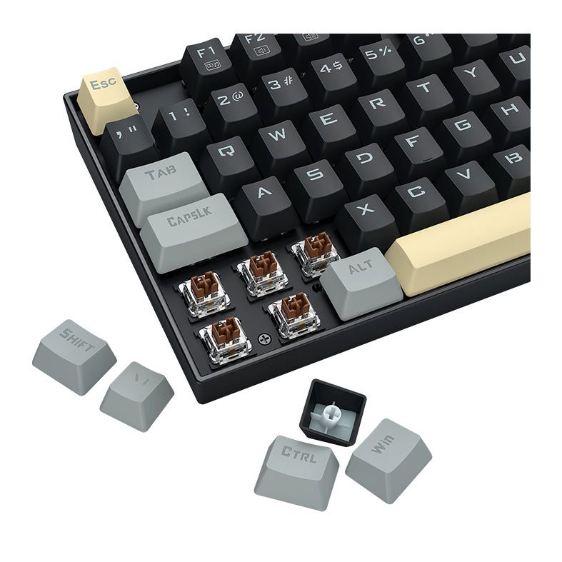 Teclado Mecanico Redragon Kumara, RGB, ABNT2, Switch Marrom, Preto/Cinza/Amarelo, K552LGY-RGB-PT-BROWN