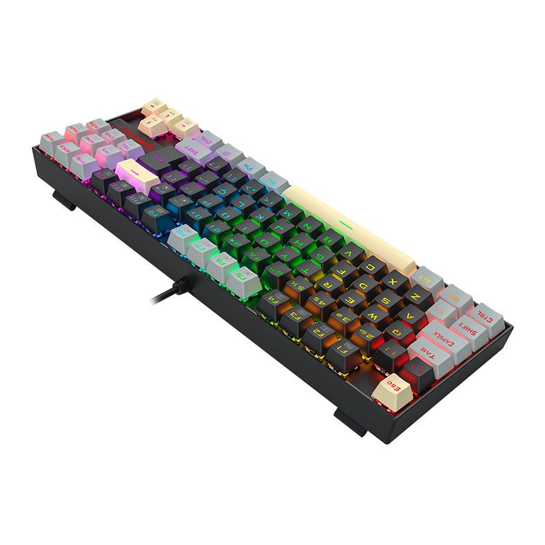 Teclado Mecanico Redragon Kumara, RGB, ABNT2, Switch Marrom, Preto/Cinza/Amarelo, K552LGY-RGB-PT-BROWN