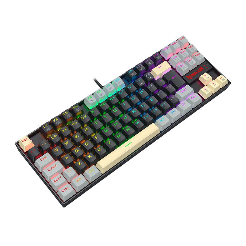 Teclado Mecanico Redragon Kumara, RGB, ABNT2, Switch Marrom, Preto/Cinza/Amarelo, K552LGY-RGB-PT-BROWN