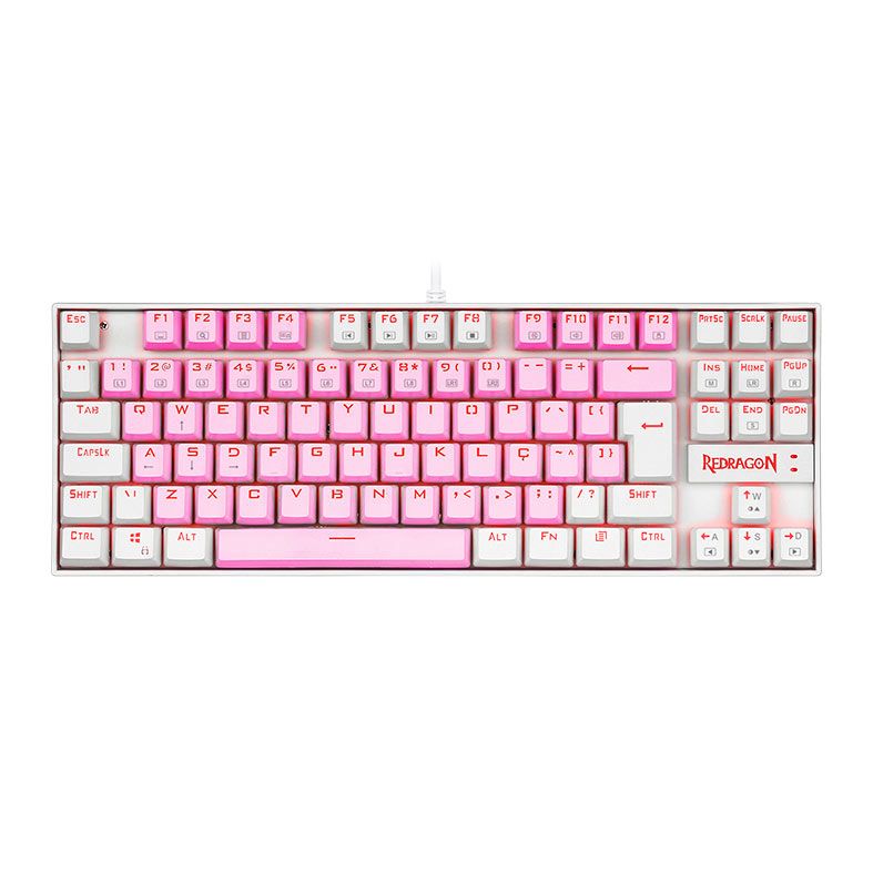 Teclado Mecanico Redragon Kumara, Led Vermelho, Switch Azul, Rosa e Branco, K552PW-PT-BLUE