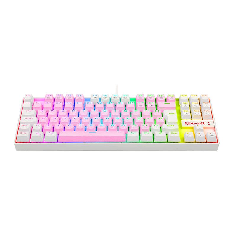 Teclado Mecanico Redragon Kumara, RGB, Switch Azul, Rosa e Branco, K552PW-RGB-PT-BLUE