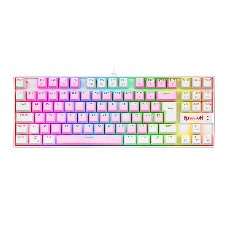 Teclado Mecanico Redragon Kumara, RGB, Switch Azul, Rosa e Branco, K552PW-RGB-PT-BLUE
