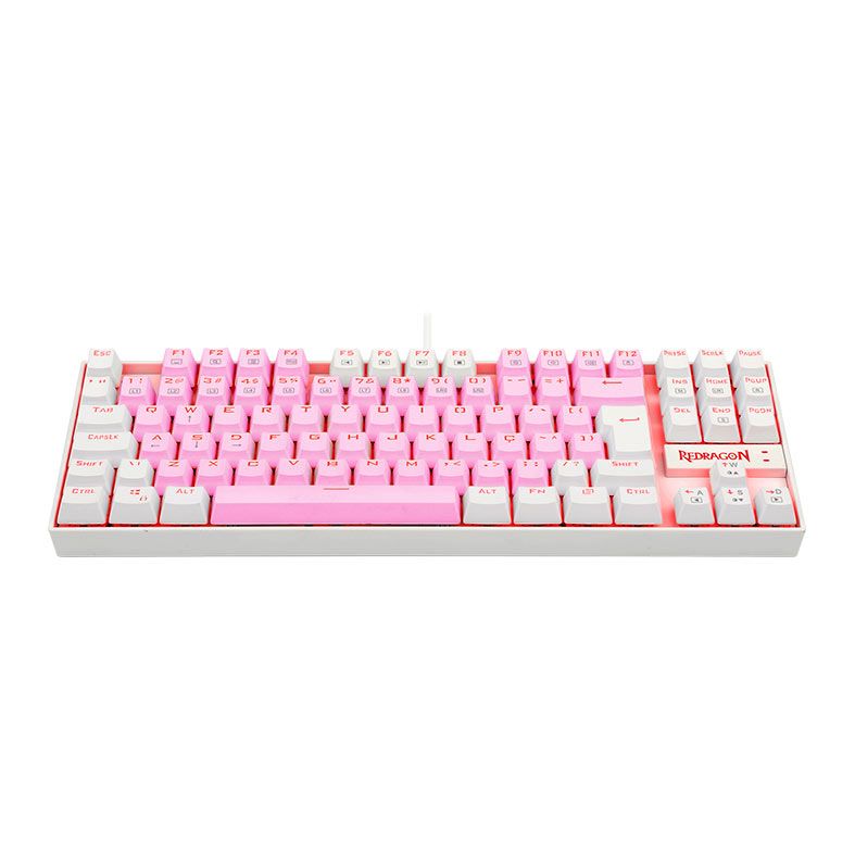 Teclado Mecanico Redragon Kumara, Led Vermelho, Switch Marrom, Rosa e Branco, K552PW-PT-BROWN