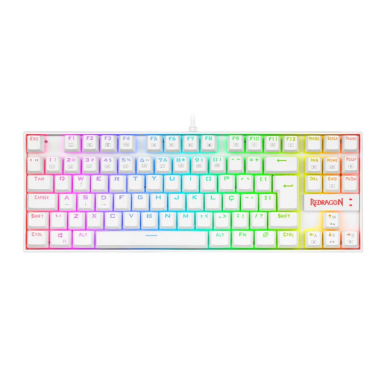 Teclado Mecanico Redragon Kumara Lunar White RGB Switch Blue, K552W-RGB PT-BLUE