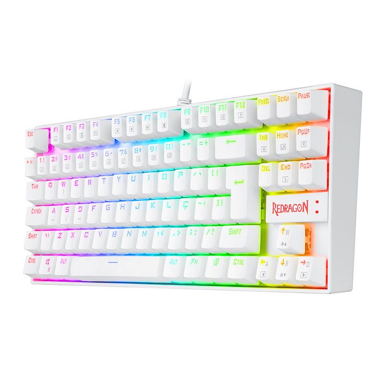 Teclado Mecanico Redragon Kumara Lunar White RGB Switch Blue, K552W-RGB PT-BLUE