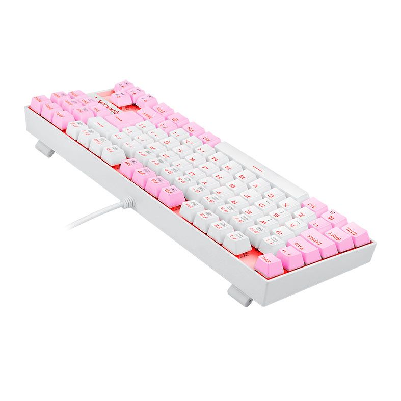 Teclado Mecanico Redragon Kumara, Led Vermelho, Switch Marrom, Branco e Rosa, K552WP-PT-BROWN