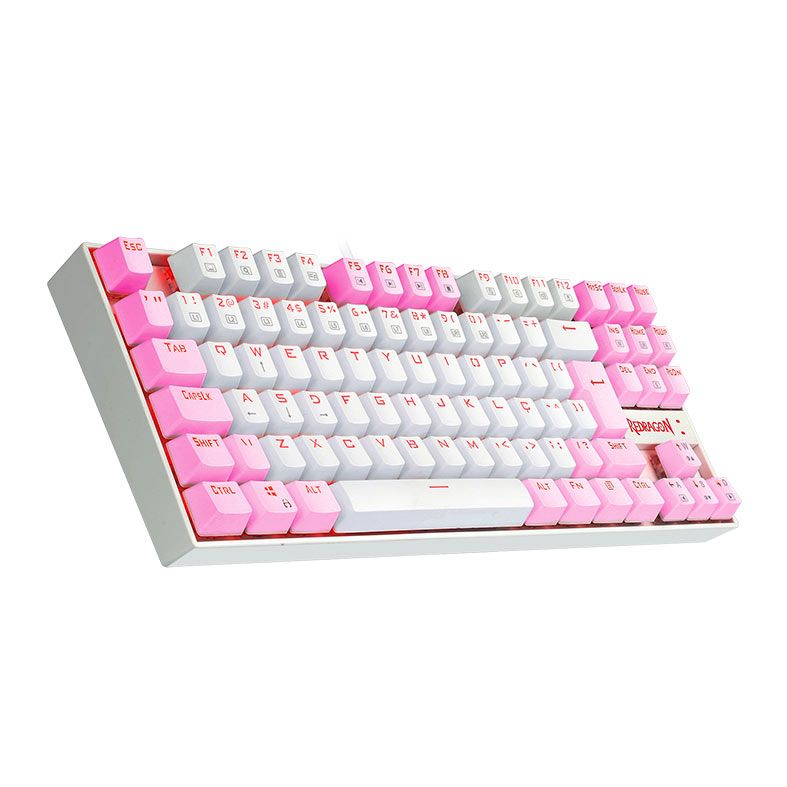 Teclado Mecanico Redragon Kumara, Led Vermelho, Switch Marrom, Branco e Rosa, K552WP-PT-BROWN