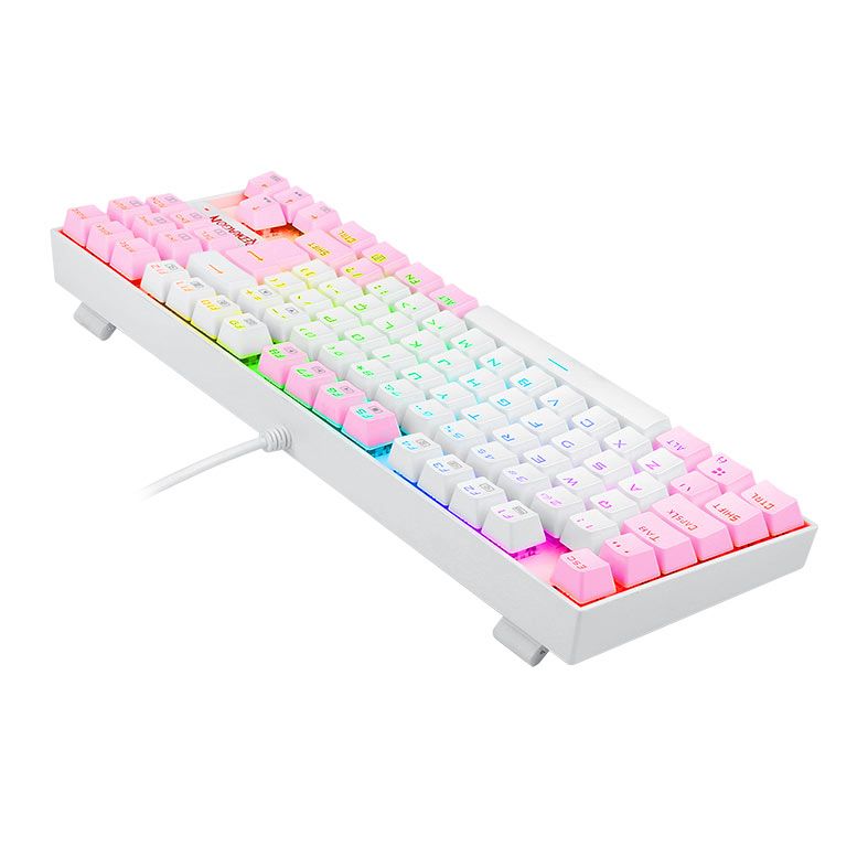 Teclado Mecanico Redragon Kumara, RGB, Switch Marrom, Branco e Rosa, K552WP-RGBPT-BROWN