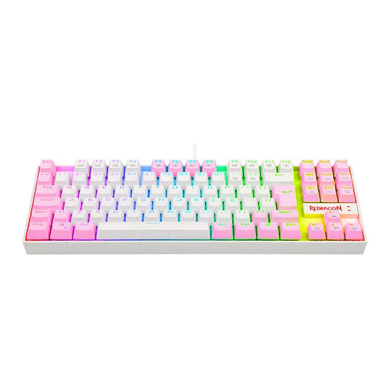 Teclado Mecanico Redragon Kumara, RGB, Switch Azul, Branco e Rosa, K552WP-RGB-PT-BLUE