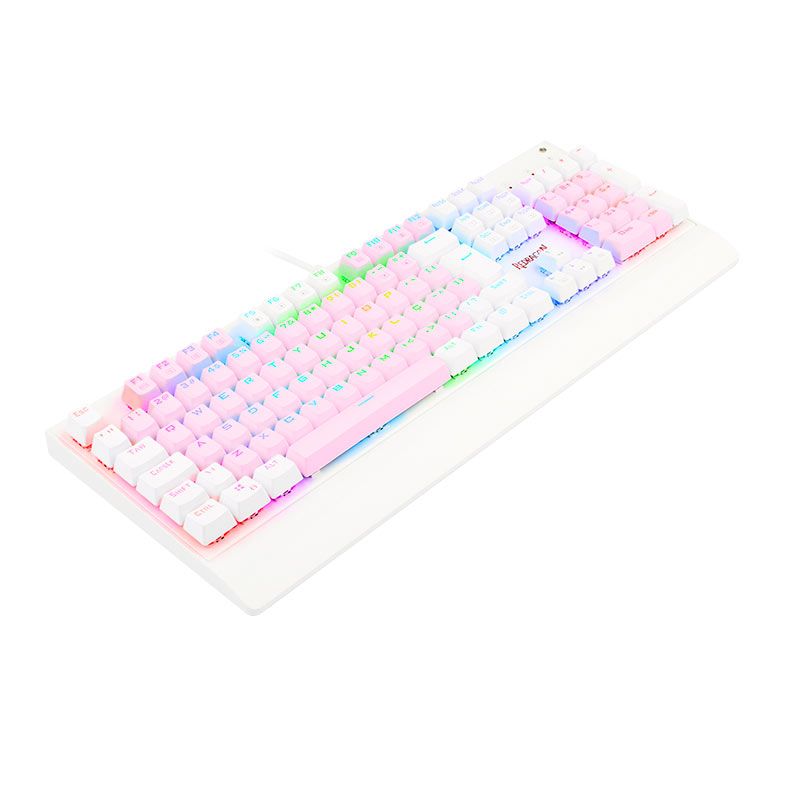 Teclado Mecanico Redragon Kala, RGB, ABNT2, Switch Azul, Rosa e Branco, K557PW-RGB-PT-BLUE