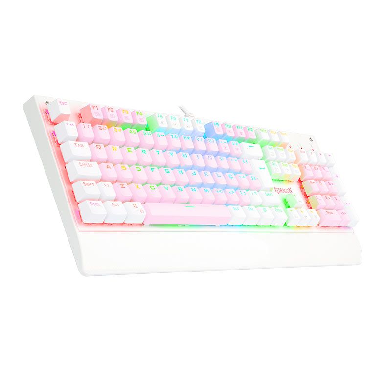 Teclado Mecanico Redragon Kala, RGB, ABNT2, Switch Azul, Rosa e Branco, K557PW-RGB-PT-BLUE