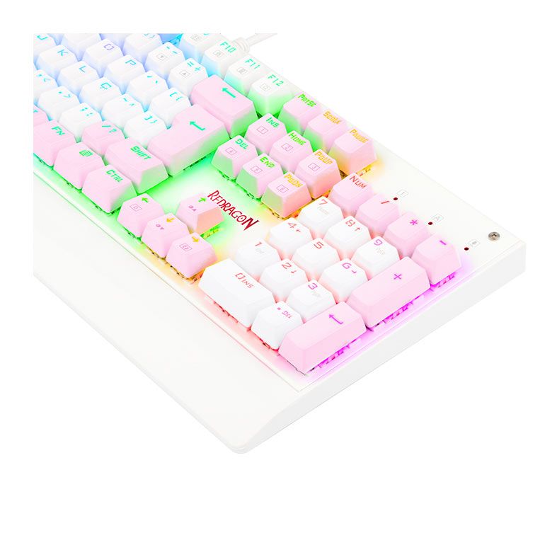 Teclado Mecanico Redragon Kala, RGB, ABNT2, Switch Azul, Branco e Rosa, K557WP-RGB-PT-BLUE