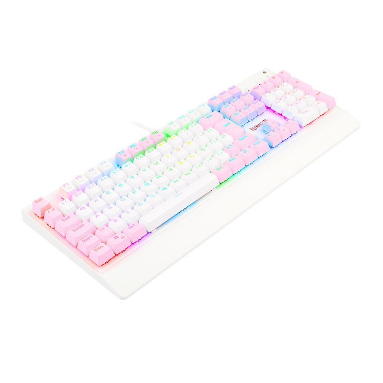 Teclado Mecanico Redragon Kala, RGB, ABNT2, Switch Azul, Branco e Rosa, K557WP-RGB-PT-BLUE