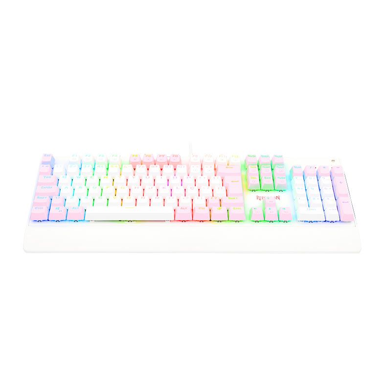 Teclado Mecanico Redragon Kala, RGB, ABNT2, Switch Azul, Branco e Rosa, K557WP-RGB-PT-BLUE