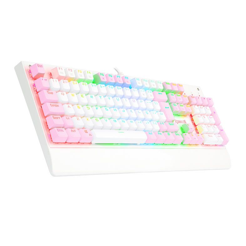 Teclado Mecanico Redragon Kala, RGB, ABNT2, Switch Azul, Branco e Rosa, K557WP-RGB-PT-BLUE