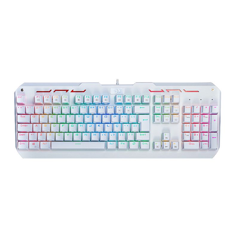 Teclado Mecanico Redragon Varuna Lunar White RGB Switch Vermelho, K559W-RGB PT-RED